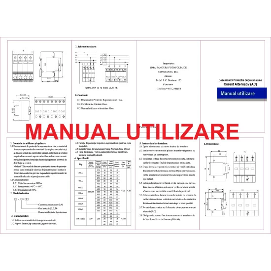 Descarcator Supratensiune Curent Alternativ 4P 420V 20KA-40KA Descarcator Supratensiune Curent Alternativ 4P 420V 20KA-40KA